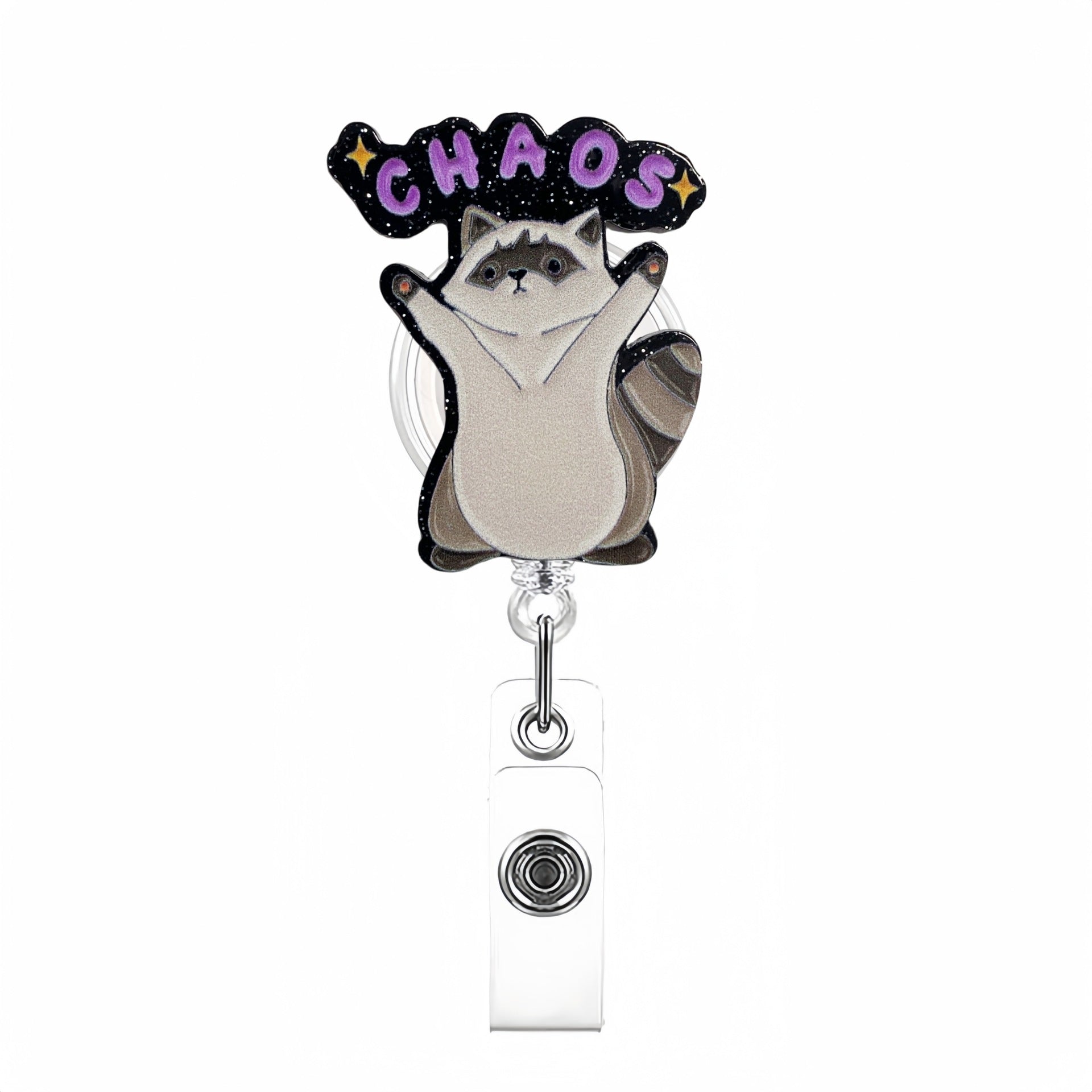 Wholesale Raccoon retractable rotating easy-pull buckle creative keychain